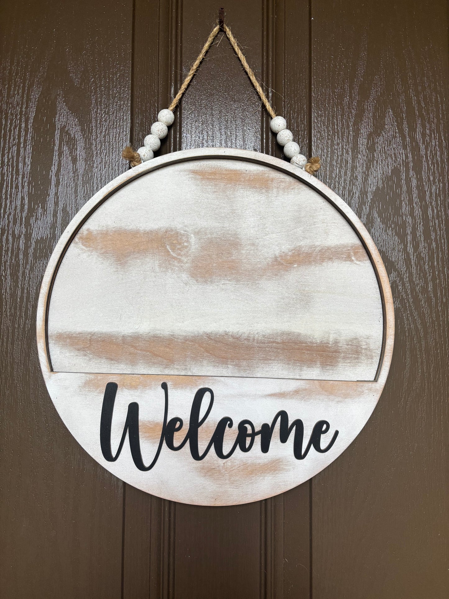 White Distressed Welcome Sign Base