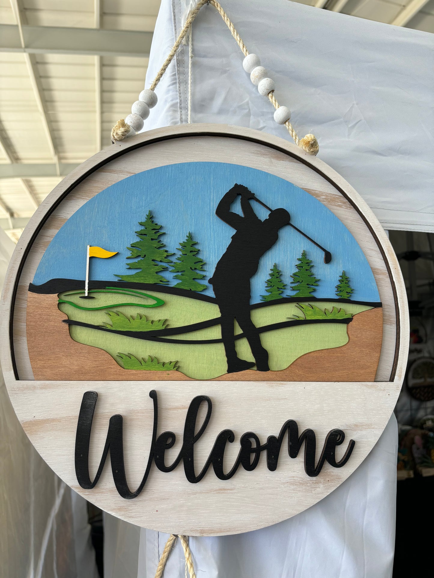 Golfer Swing Insert for Welcome Sign