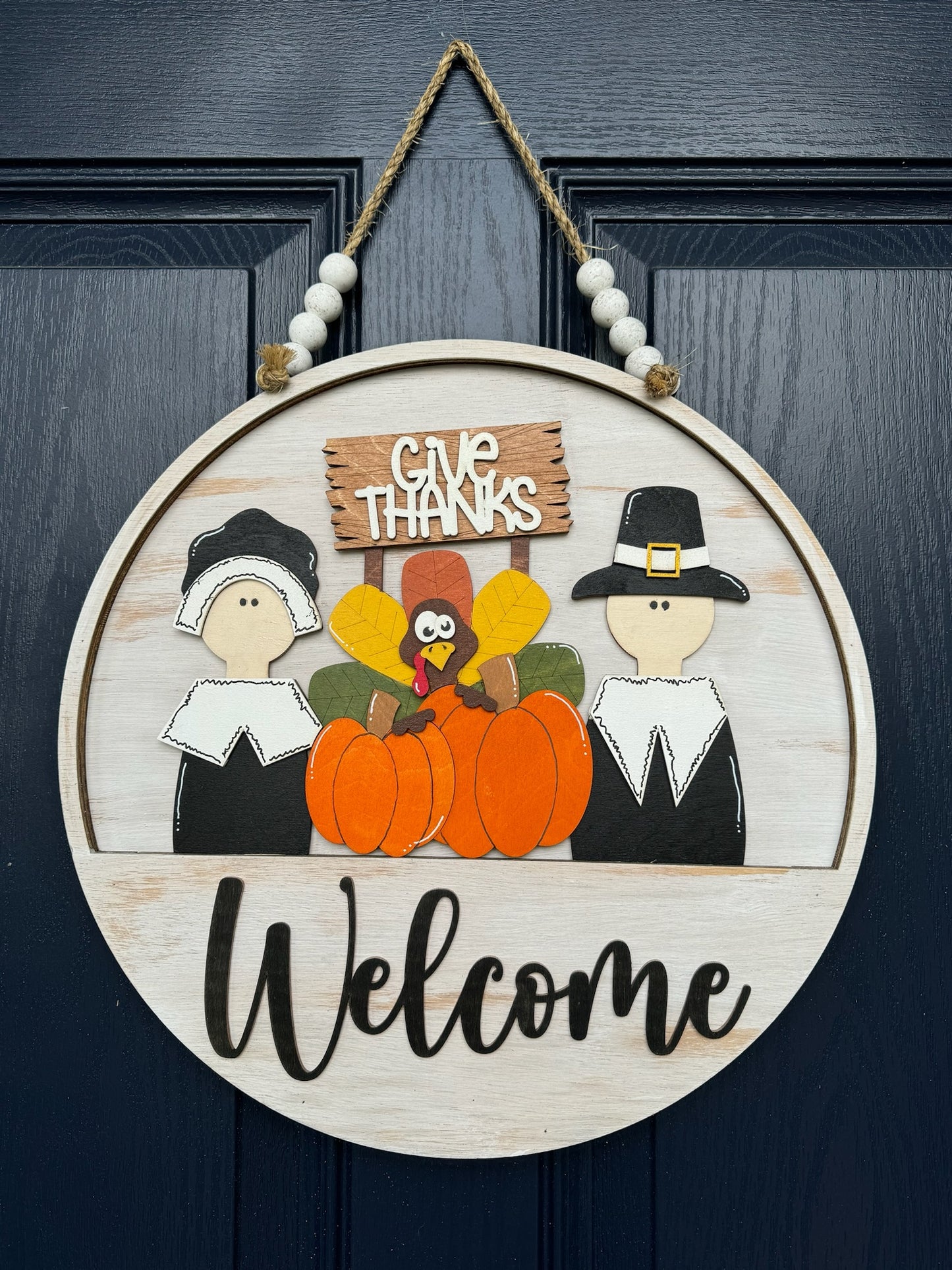 Pilgrim Give Thanks Insert for Welcome Sign