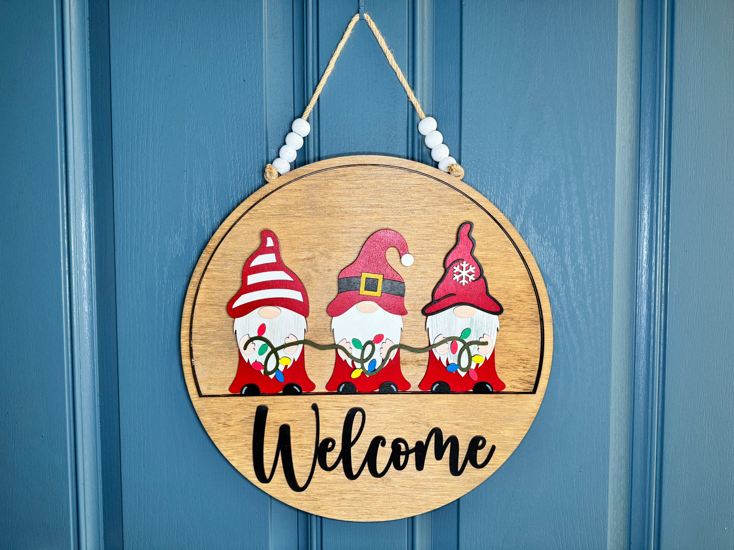 Christmas Gnomes with Lights Insert for Welcome Sign