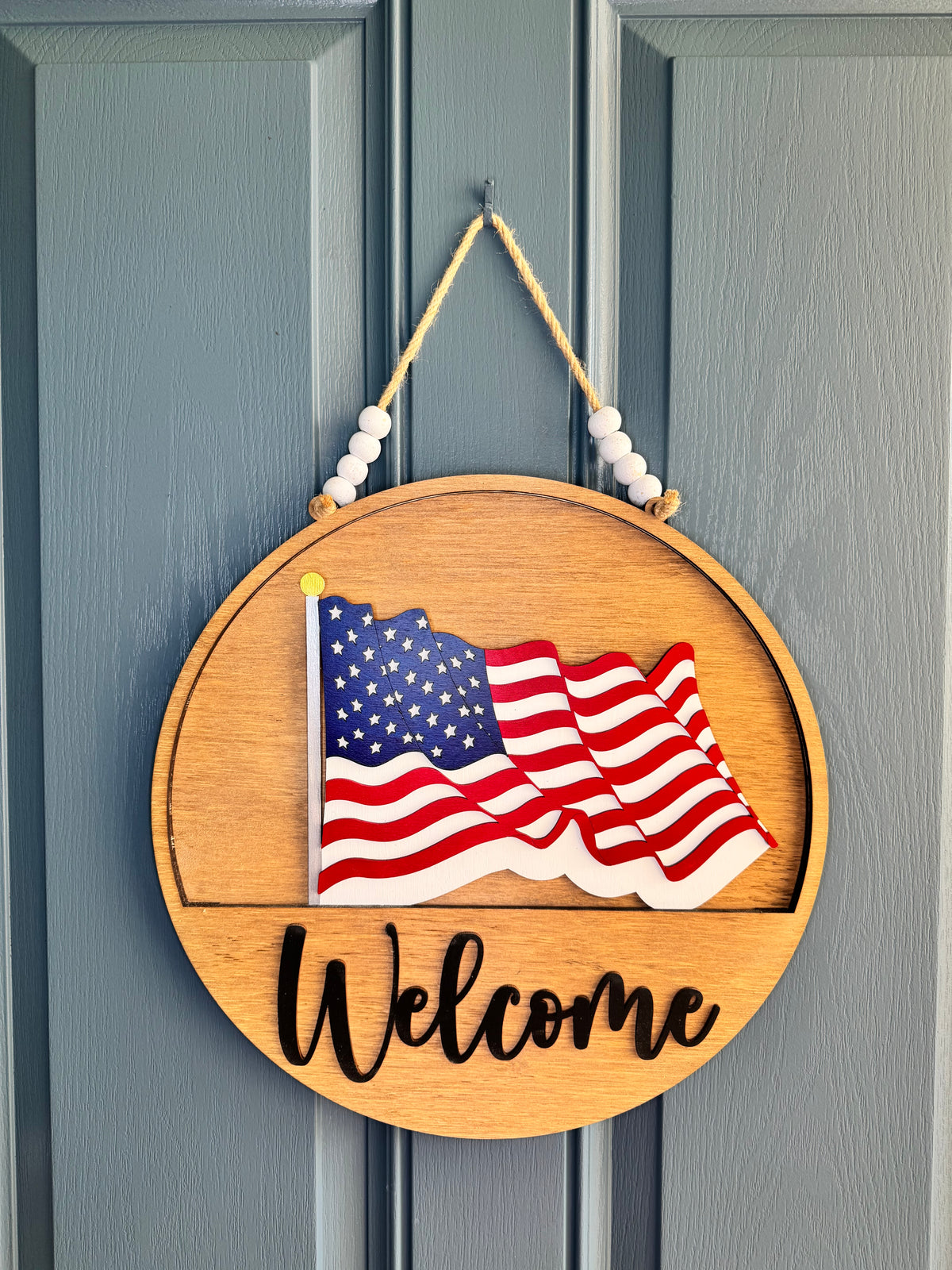 Wavy American Flag Insert for Welcome Sign