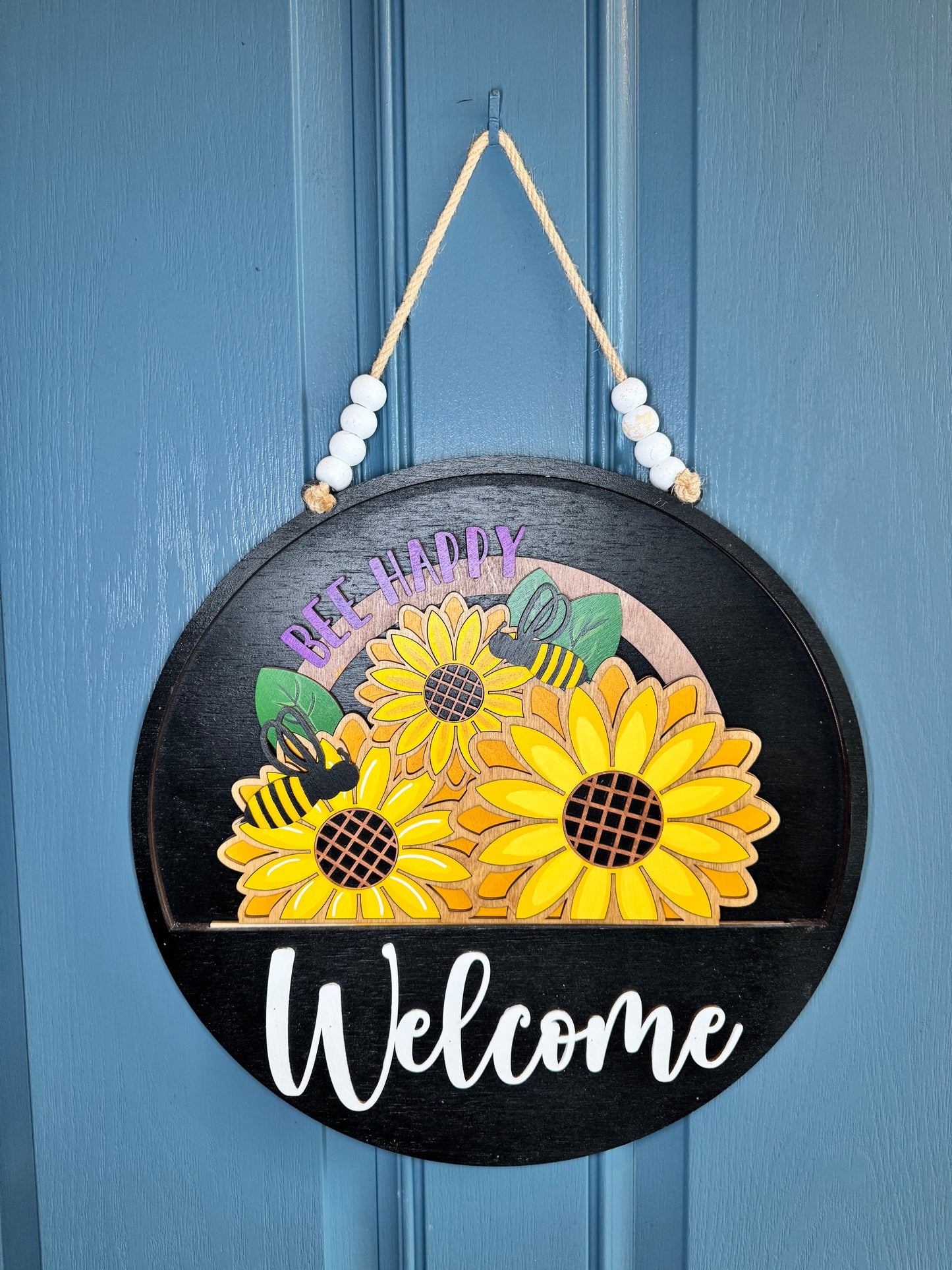 Bee Happy Sunflowers and Bees Insert for Welcome Sign