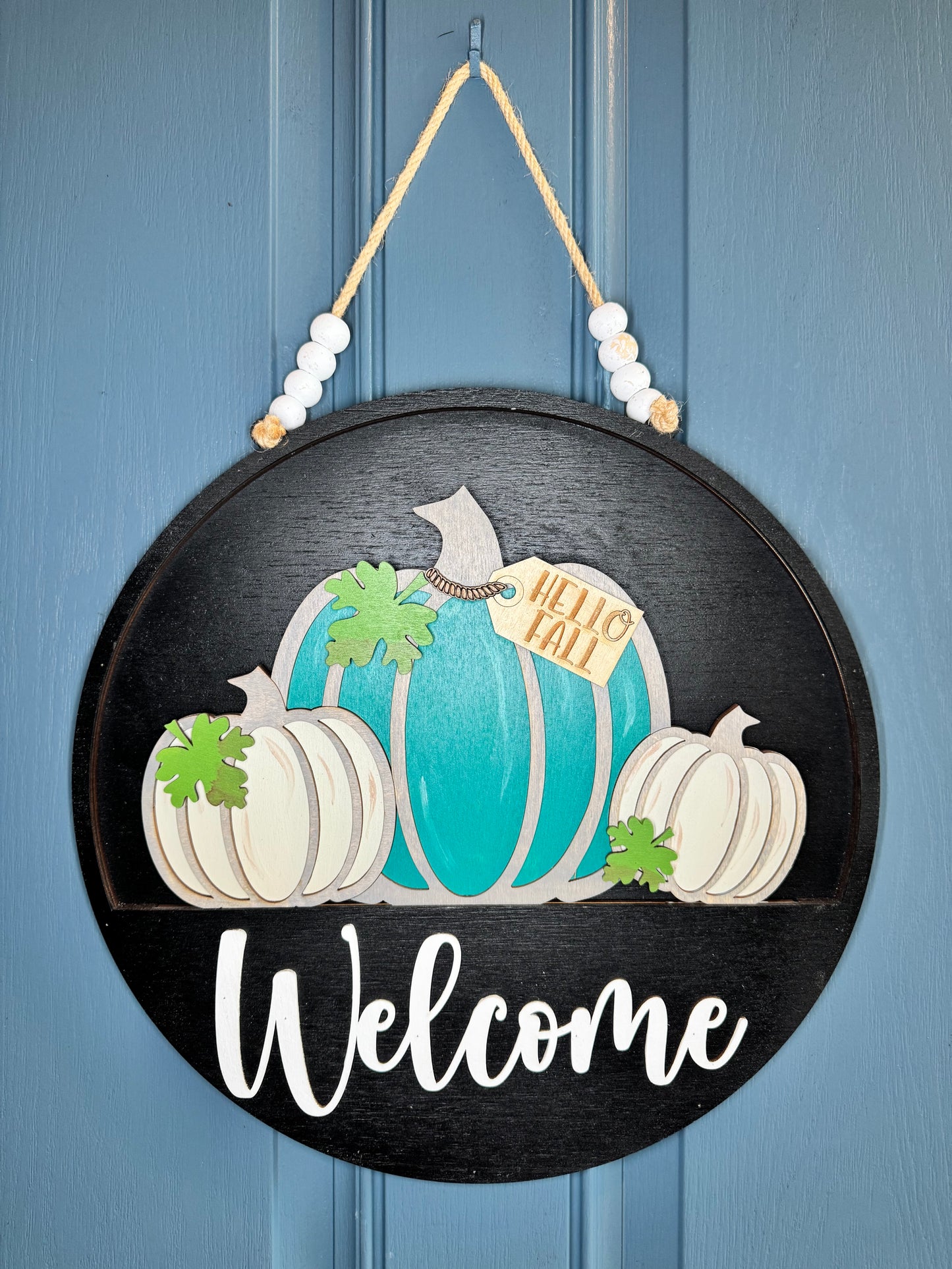 Coastal Blue Pumpkins Insert for Welcome Sign