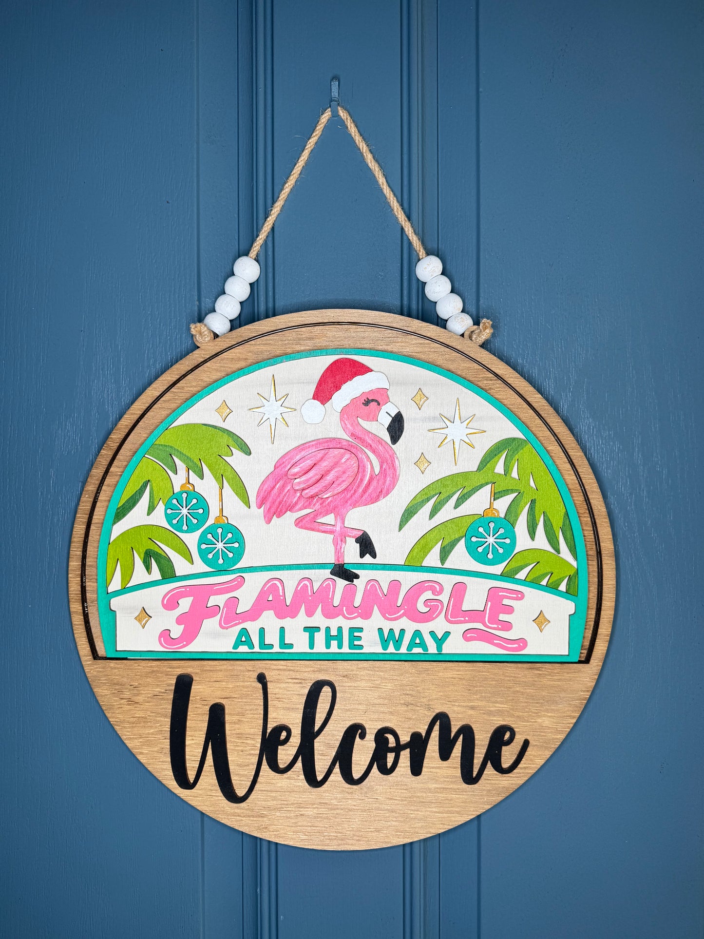 Flamingle All the Way Christmas Flamingo Insert for Welcome Sign