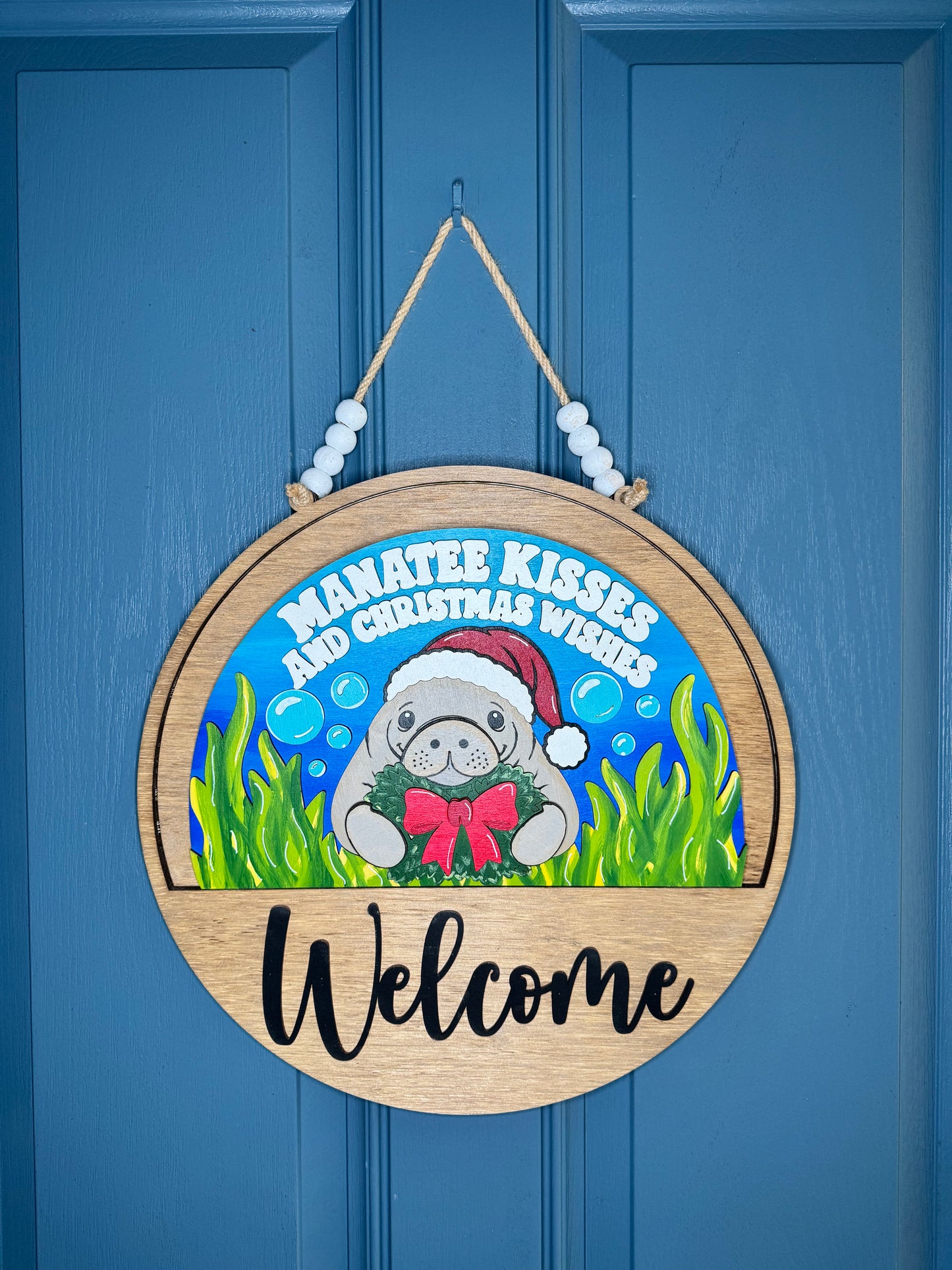 Manatee Kisses and Christmas Wishes Insert for Welcome Sign