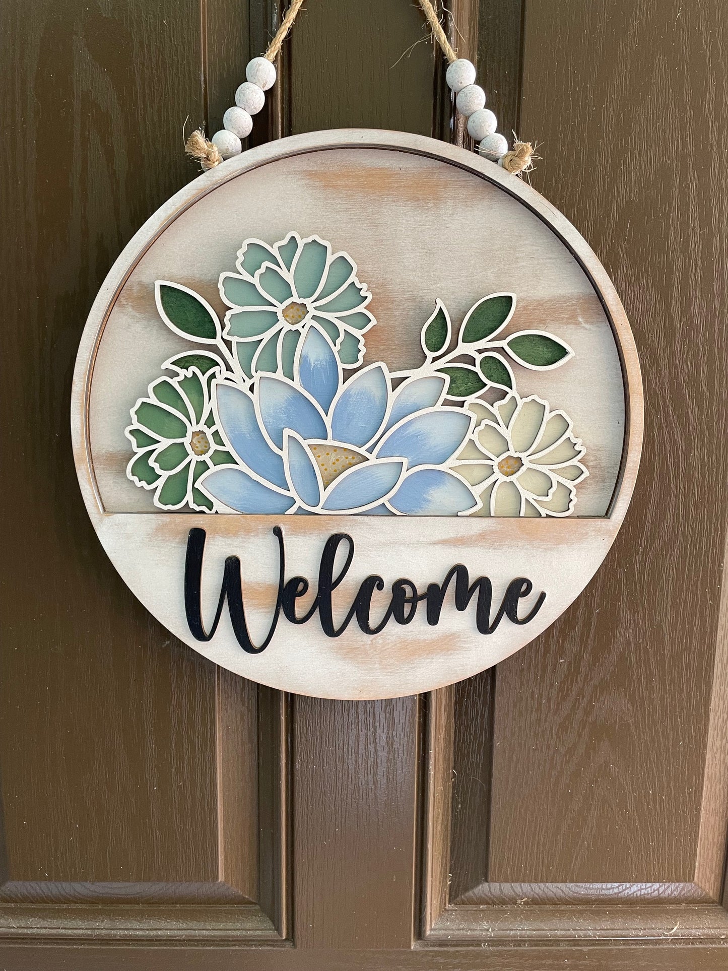 Pale Blue Flowers Insert for Welcome Sign