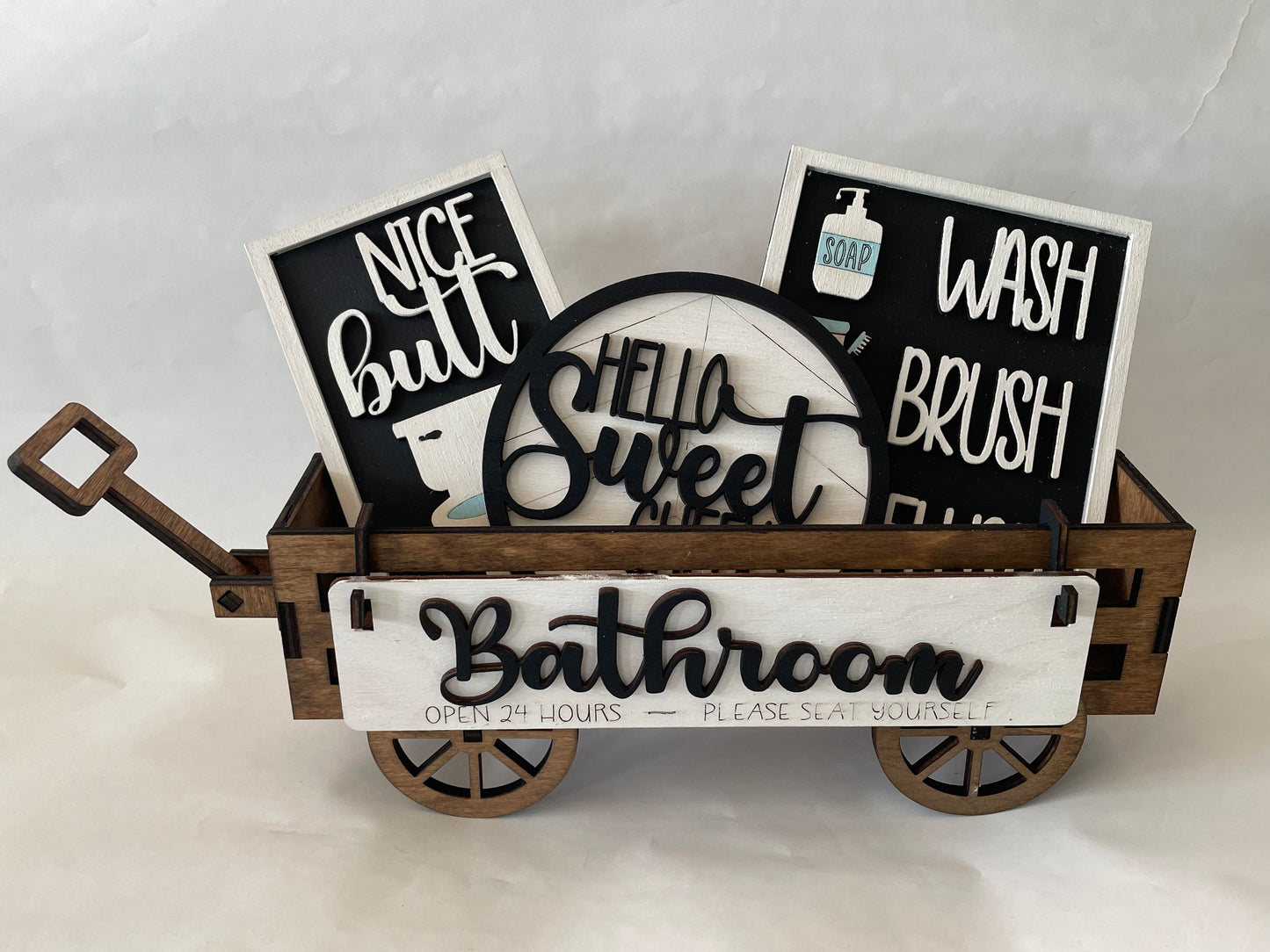 Bathroom: Open 24 Hrs Wash, Brush, Flush Insert for Wagon