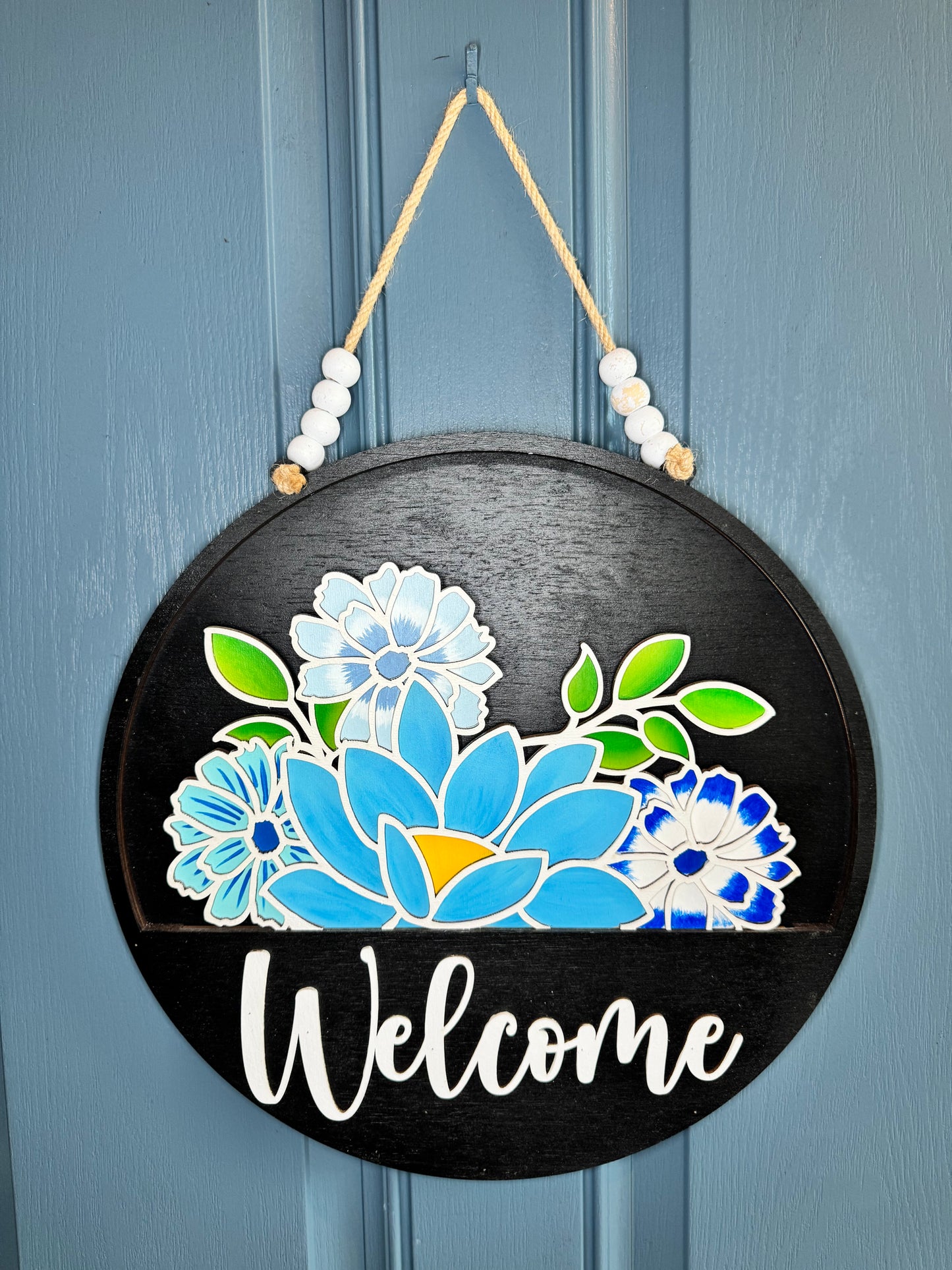 Blue Flowers Insert for Welcome Sign