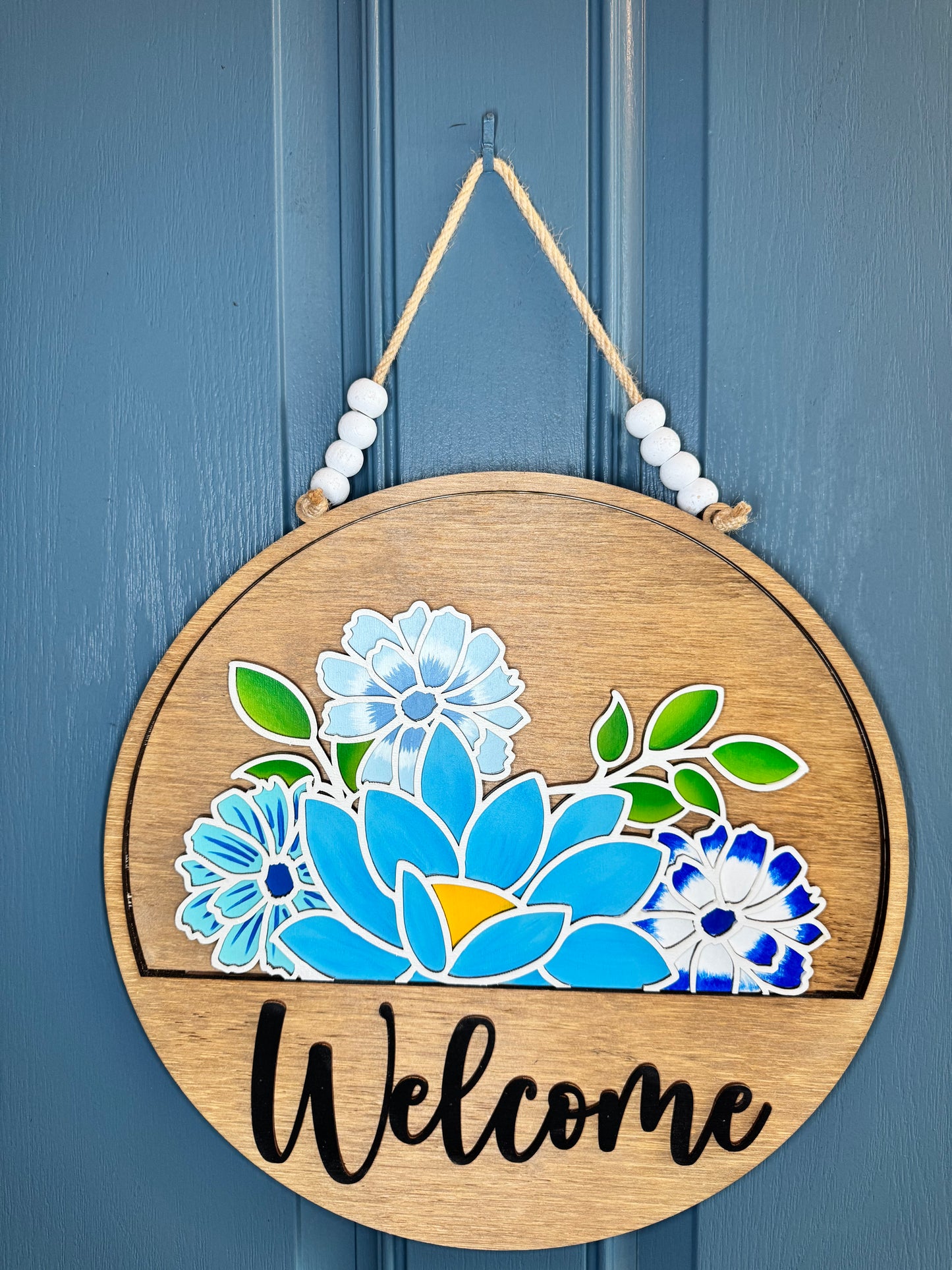 Blue Flowers Insert for Welcome Sign