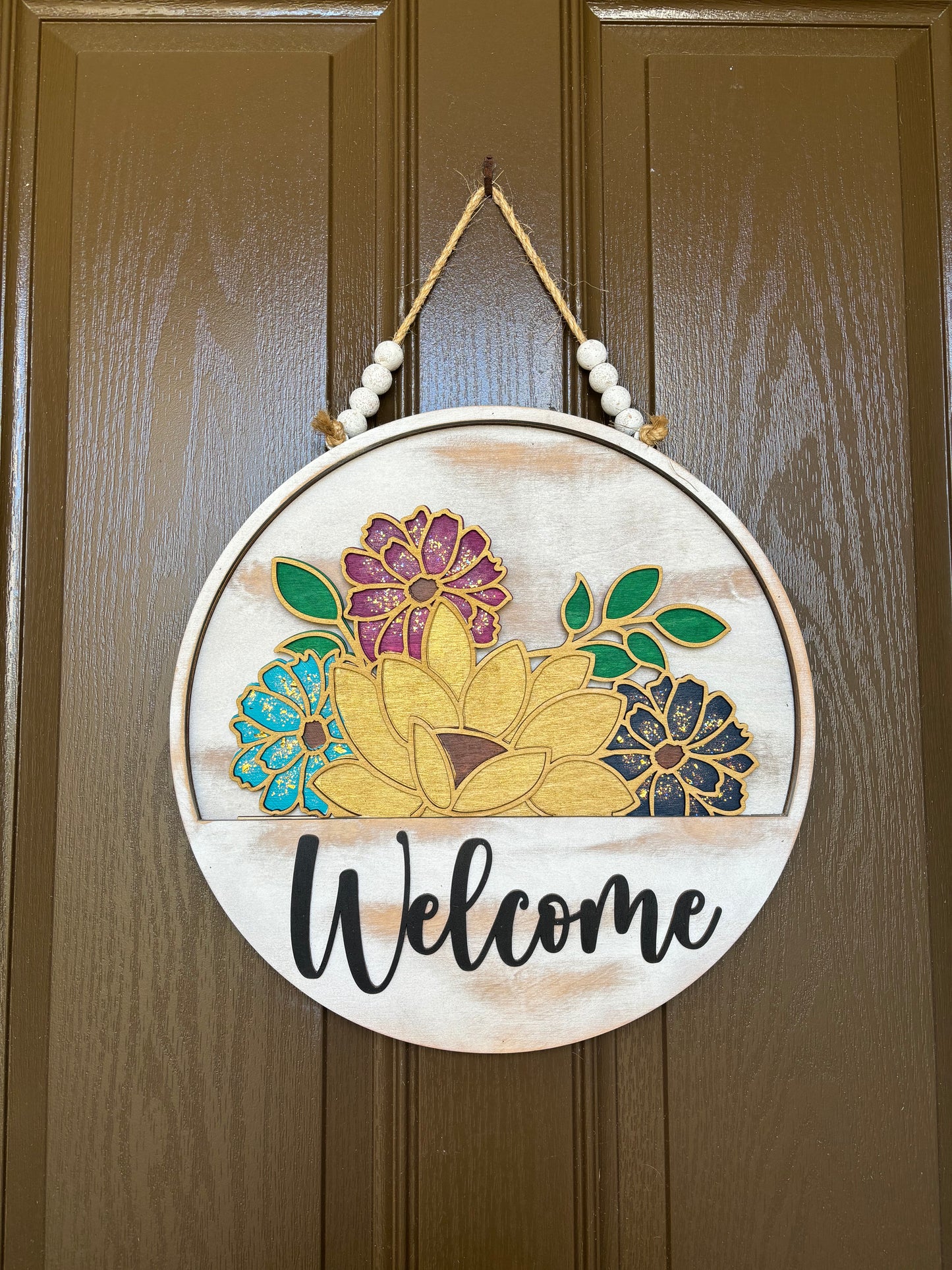 Glittered Flowers Insert for Welcome Sign