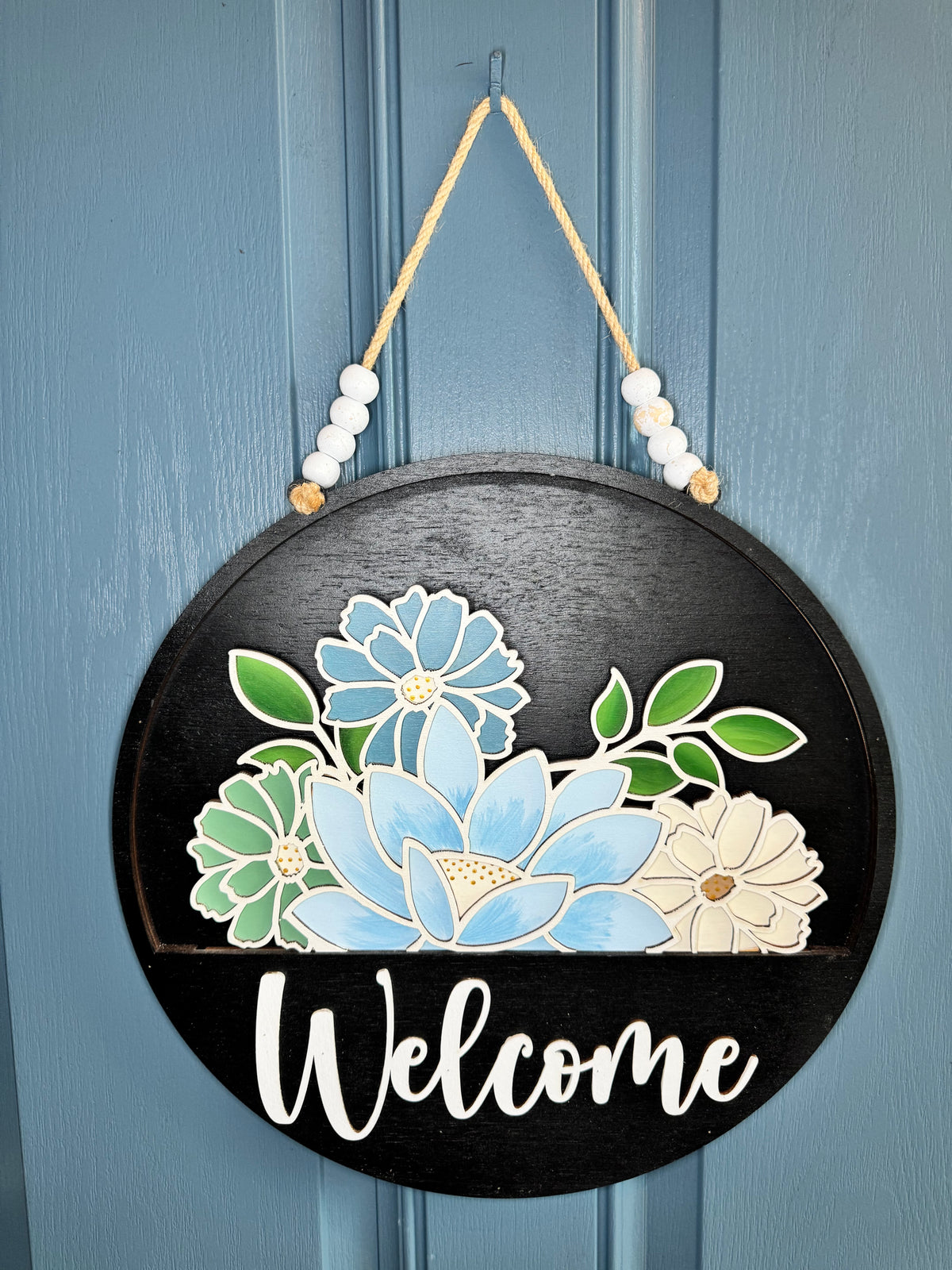 Pale Blue Flowers Insert for Welcome Sign