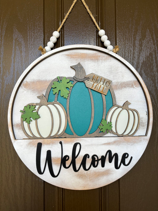 Coastal Blue Pumpkins Insert for Welcome Sign