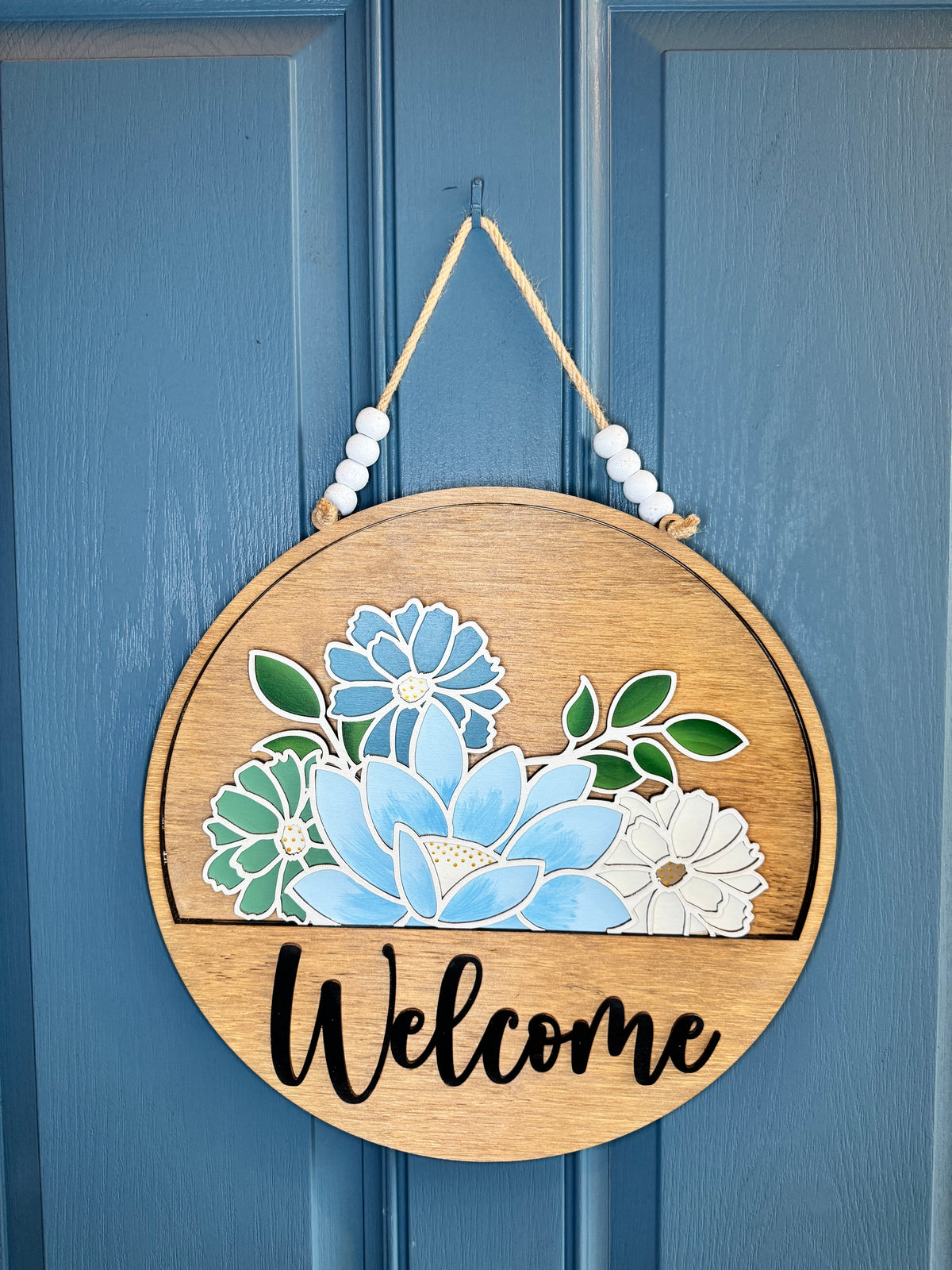 Pale Blue Flowers Insert for Welcome Sign