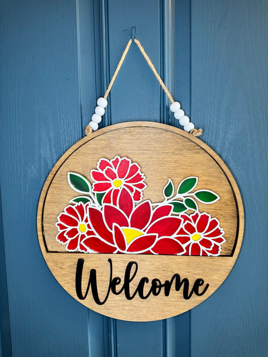 Red Flowers Insert for Welcome Sign
