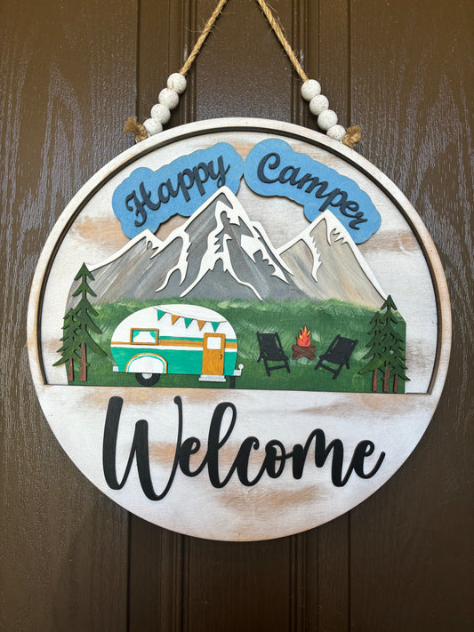 Green and Gold Camper Insert for Welcome Sign