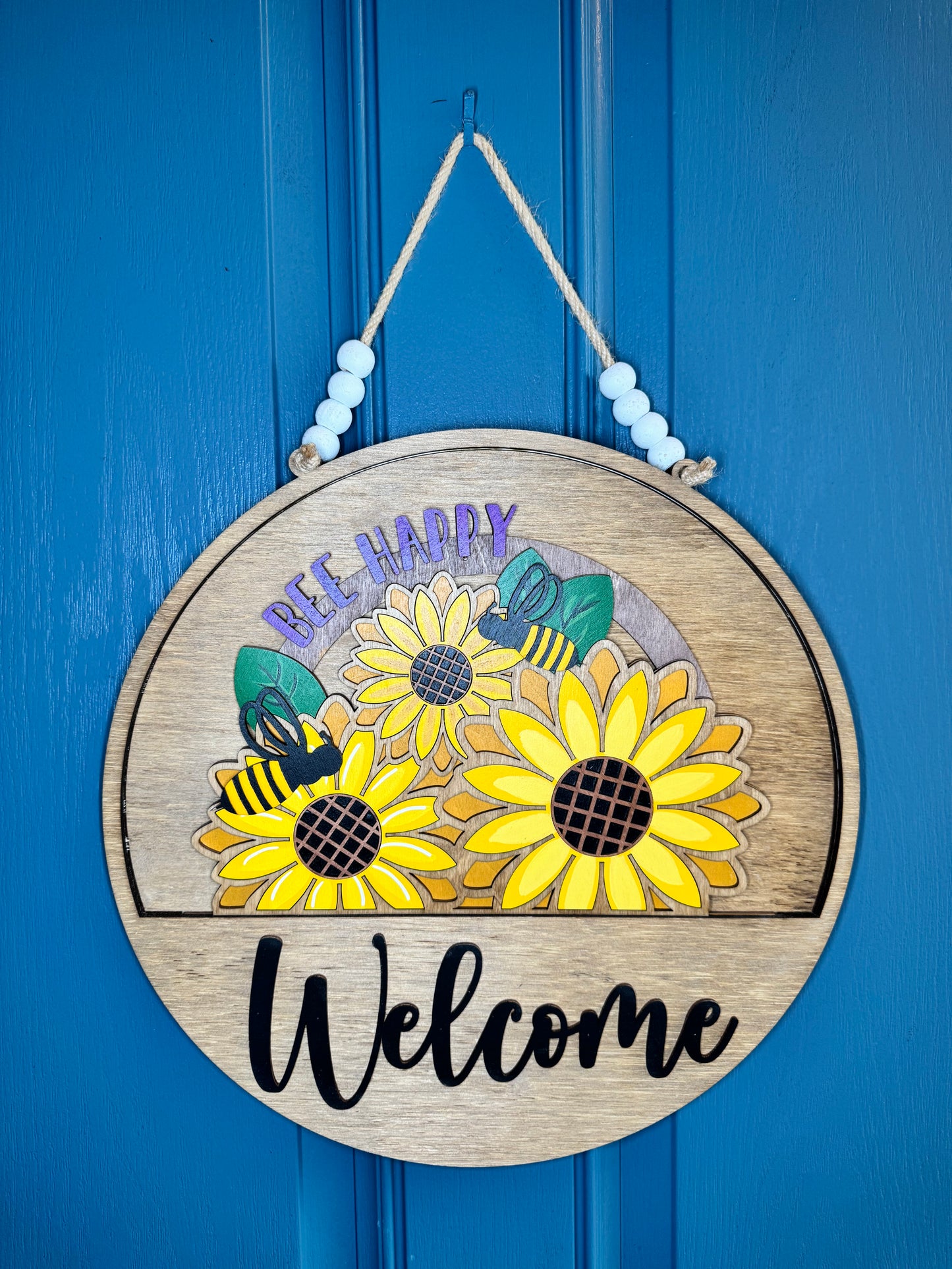 Bee Happy Sunflowers and Bees Insert for Welcome Sign