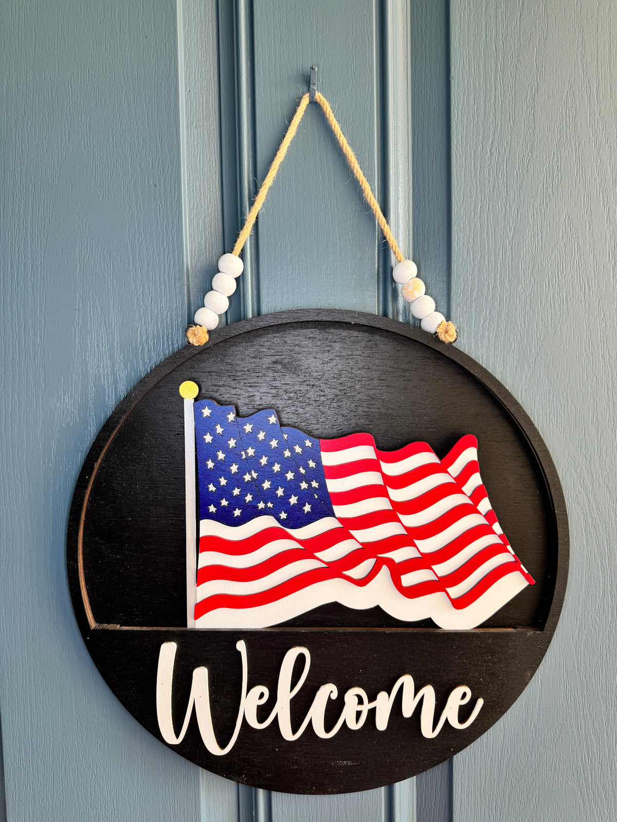 Wavy American Flag Insert for Welcome Sign