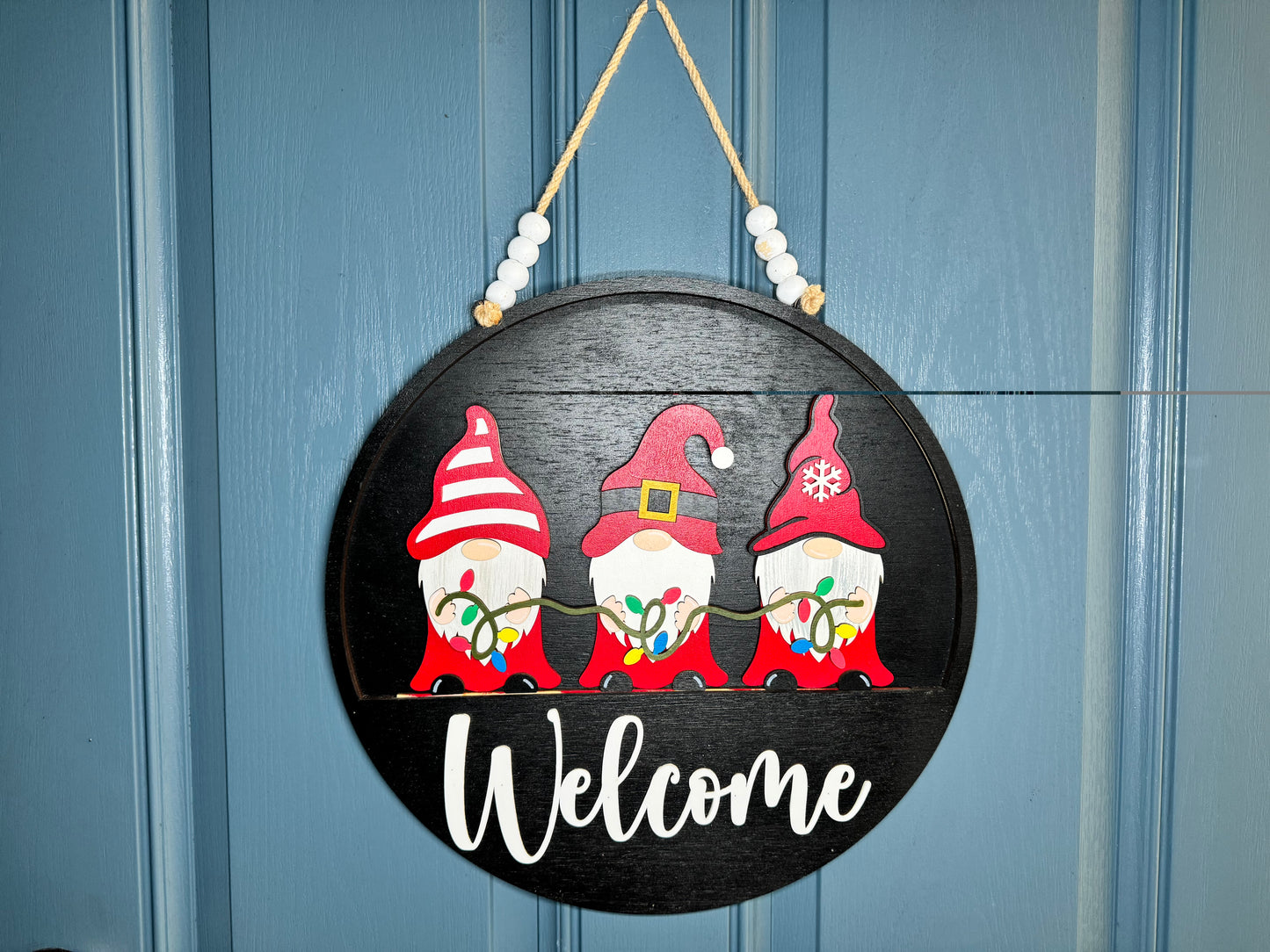 Christmas Gnomes with Lights Insert for Welcome Sign
