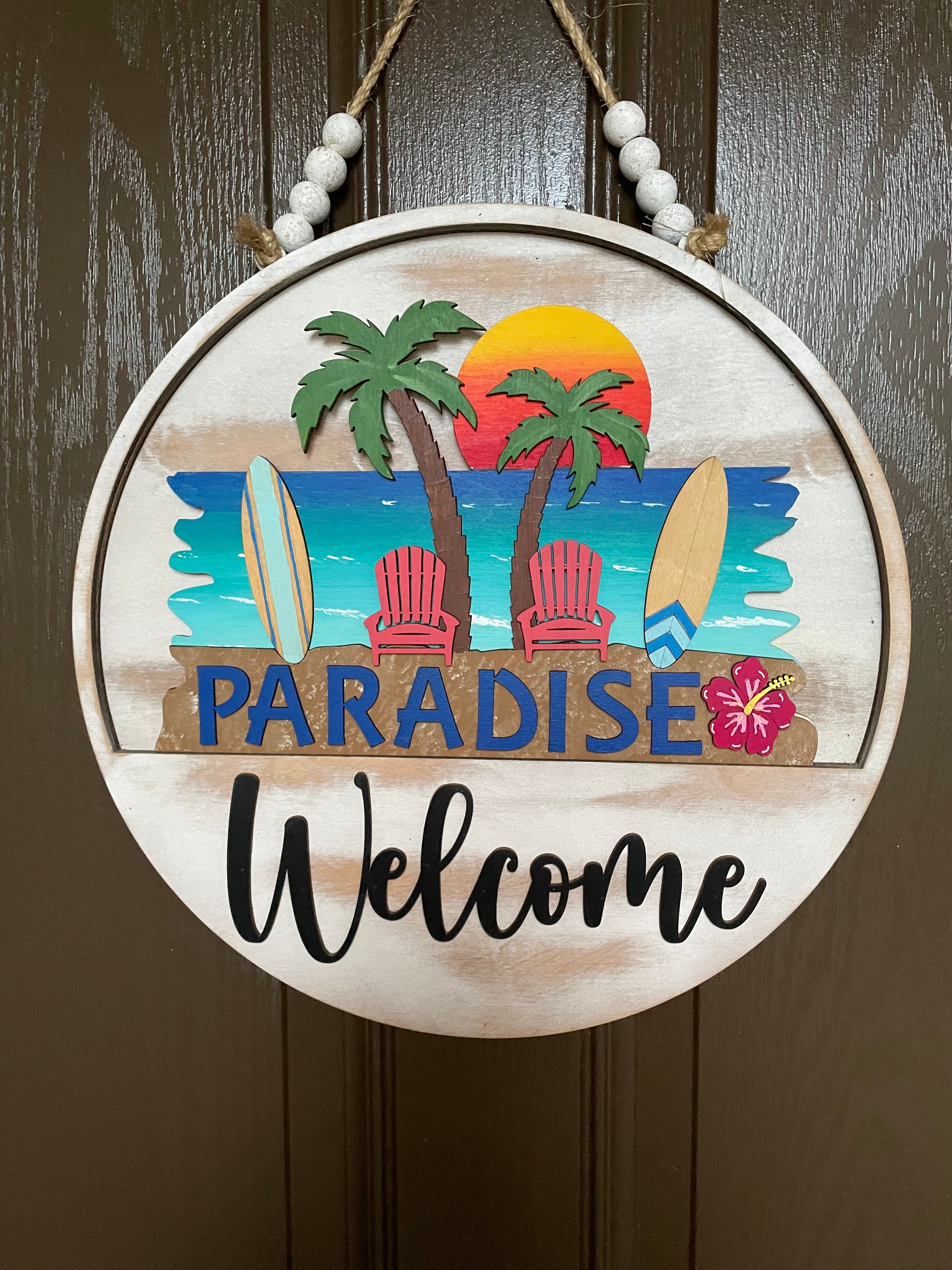 Welcome Spring Insert Bright Blue Paradise Insert for Welcome Sign – All Ways Holidays