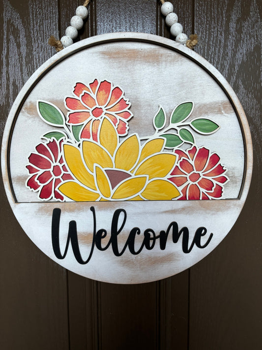 Orange and Yellow Flowers Insert for Welcome Sign