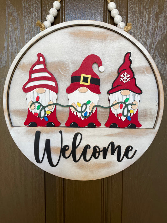 Christmas Gnomes with Lights Insert for Welcome Sign