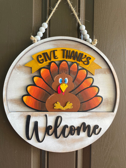 Give Thanks Turkey Insert for Welcome Sign