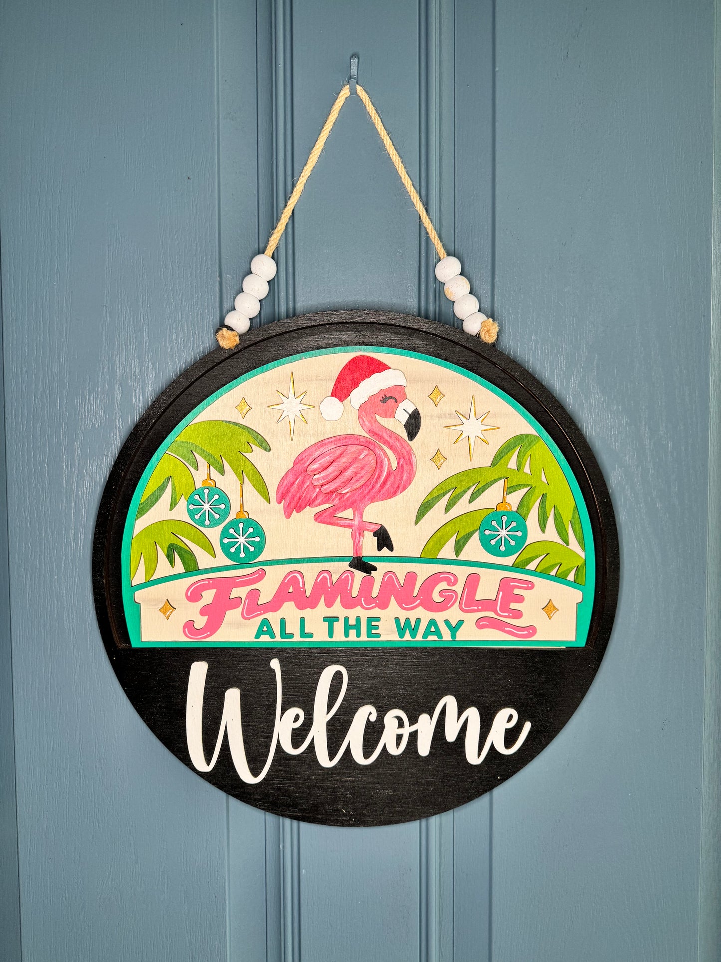 Flamingle All the Way Christmas Flamingo Insert for Welcome Sign