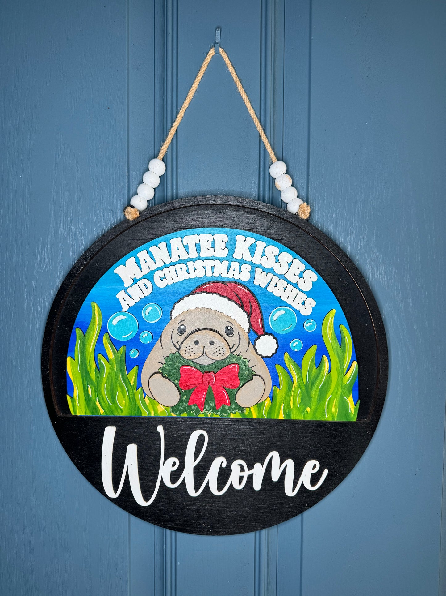 Manatee Kisses and Christmas Wishes Insert for Welcome Sign