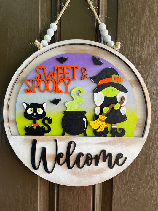 Spooky and Sweet Gnome Halloween Insert for Welcome Sign