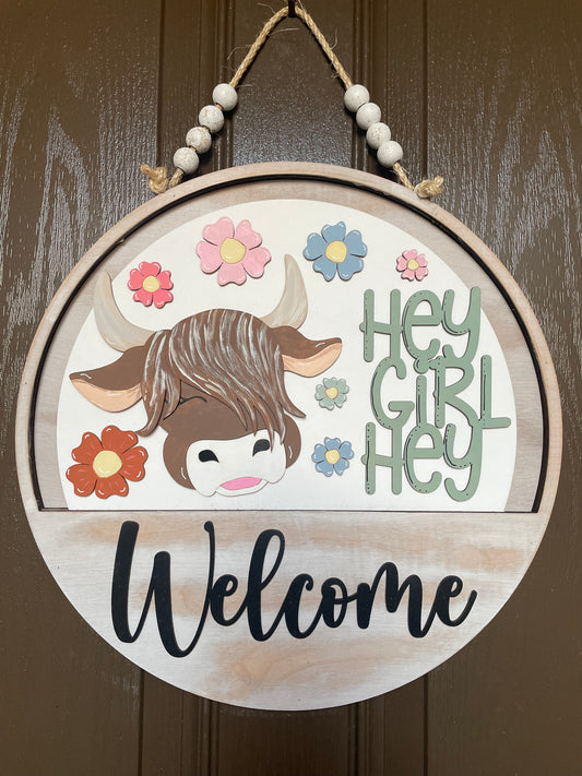 Hey Girl Heifer Cow Insert for Welcome Sign