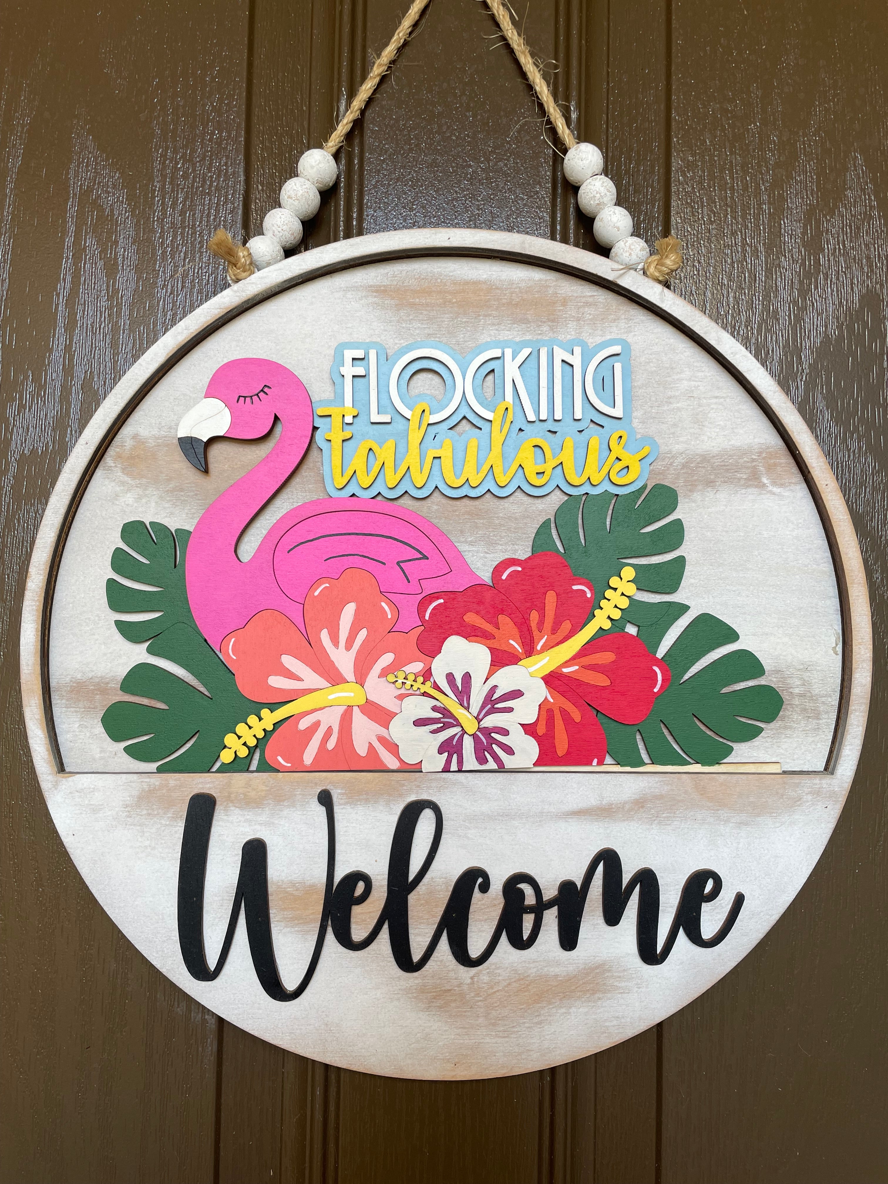 Flocking Fabulous Flamingo Insert for Welcome Sign – All Ways Holidays