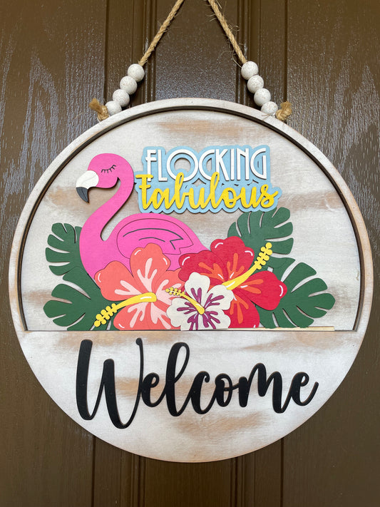Flocking Fabulous Flamingo Insert for Welcome Sign