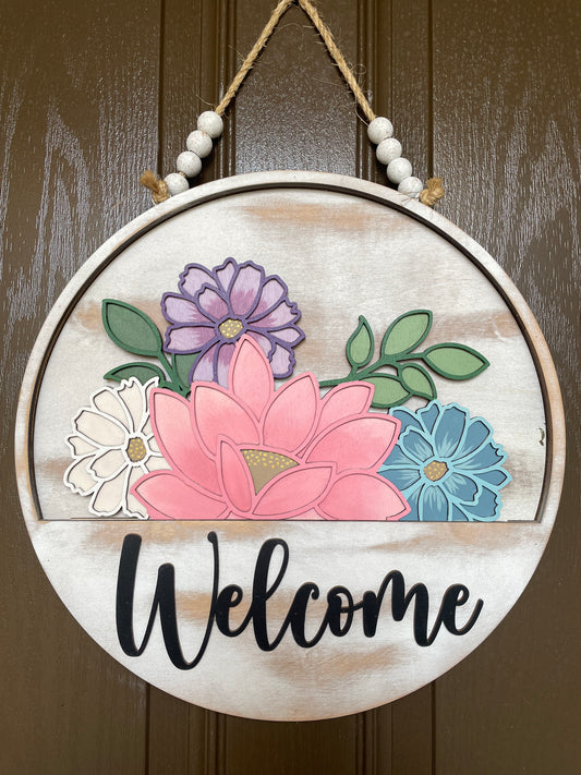 Pink Flowers Insert for Welcome Sign