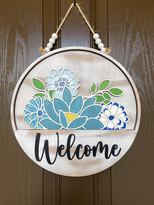 Blue Flowers Insert for Welcome Sign