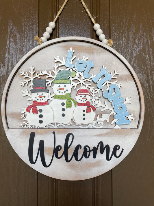 “Let it Snow” Snowman Family Insert for Welcome Sign