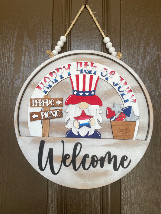 Happy 4th of July Gnome Insert for Welcome Sign