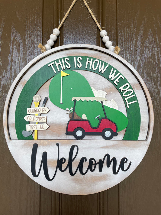 Golf Cart on Course Insert for Welcome Sign