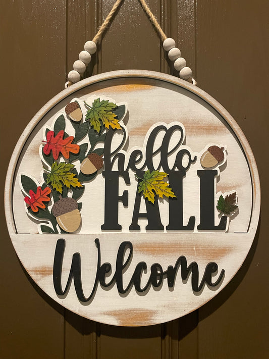 Fall Leaves and Acorns Insert for Welcome Sign