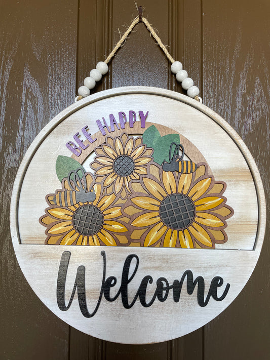 Bee Happy Sunflowers and Bees Insert for Welcome Sign