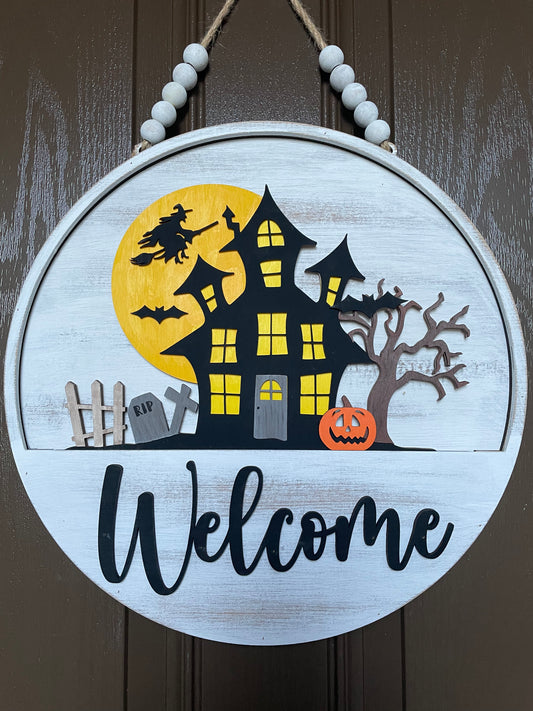 Halloween Haunted House Insert for Welcome Sign