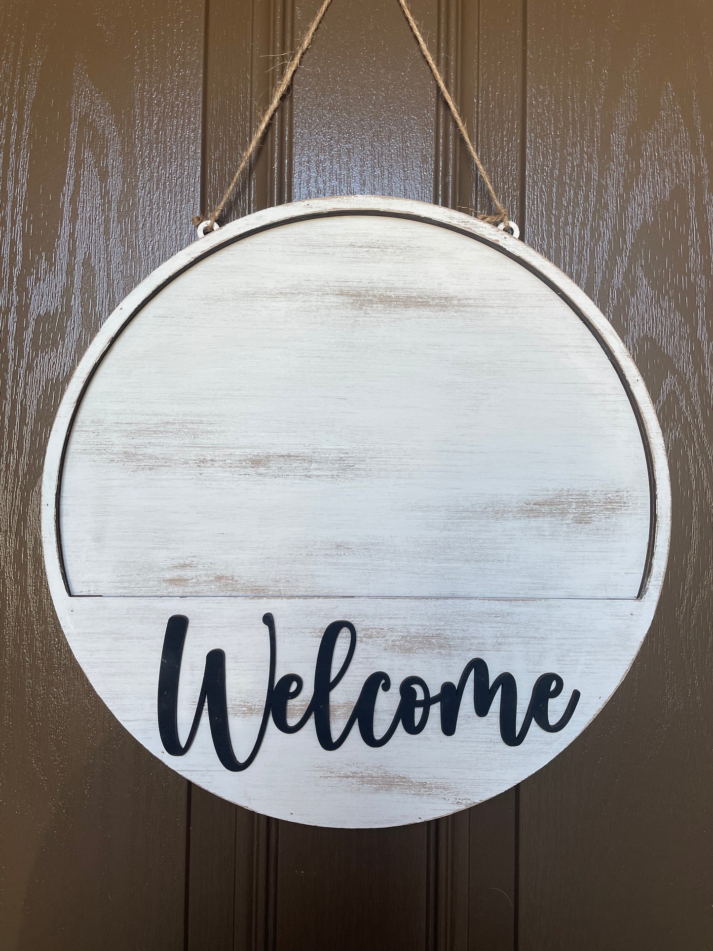 White Distressed Welcome Sign Base