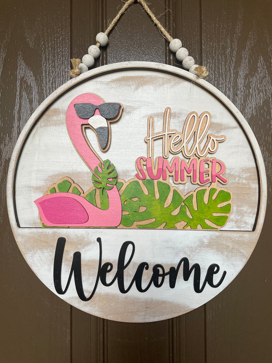 Flamingo Happy Summer Insert for Welcome Sign